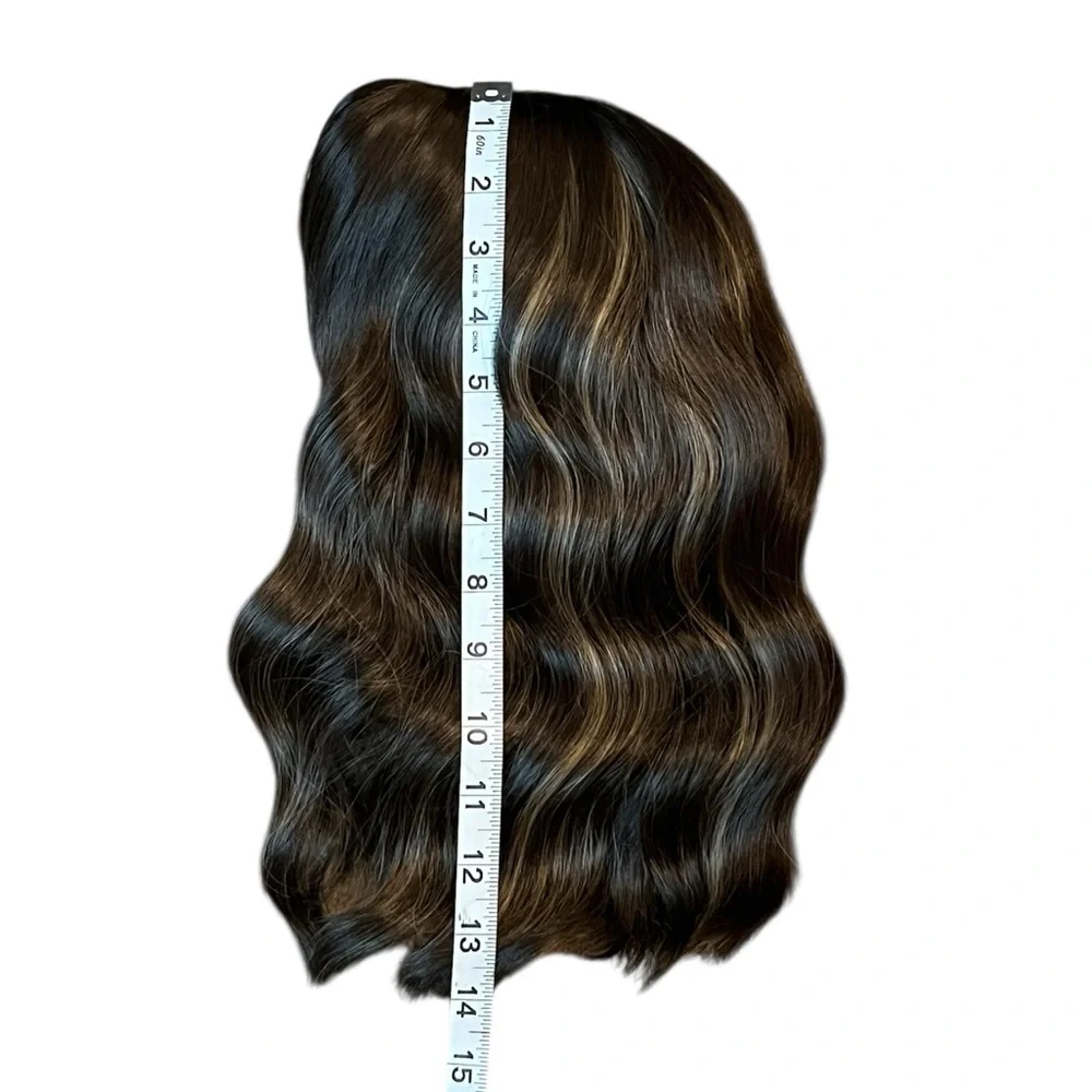 New Wig Wavy Honey Brown Mix Light blonde Highligts 12' inch